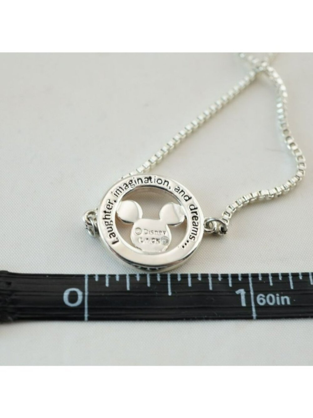Disney Mickey Mouse Fine Silver 14K Rose Gold Plated Crystal Adjustable Bracelet - Picture 6 of 6